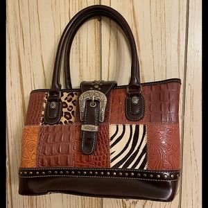 Stage: Y2K Animal Print Rhinestone Western Buckle Bag